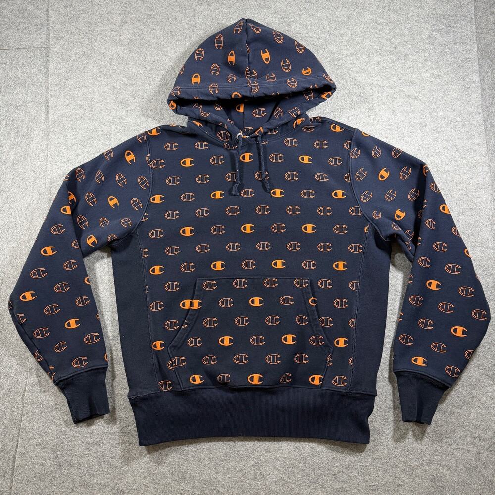 Champion Reverse Weave Hoodie Mens L Black Heavyweight Fleece Logo Pullover